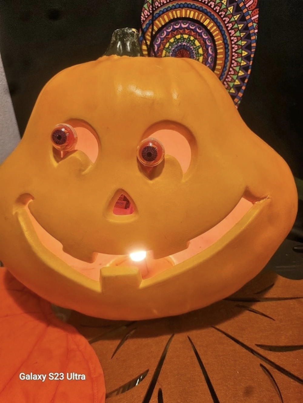 Light-Up Orange & Black Pumpkin Holiday Decor 18X14 Inches